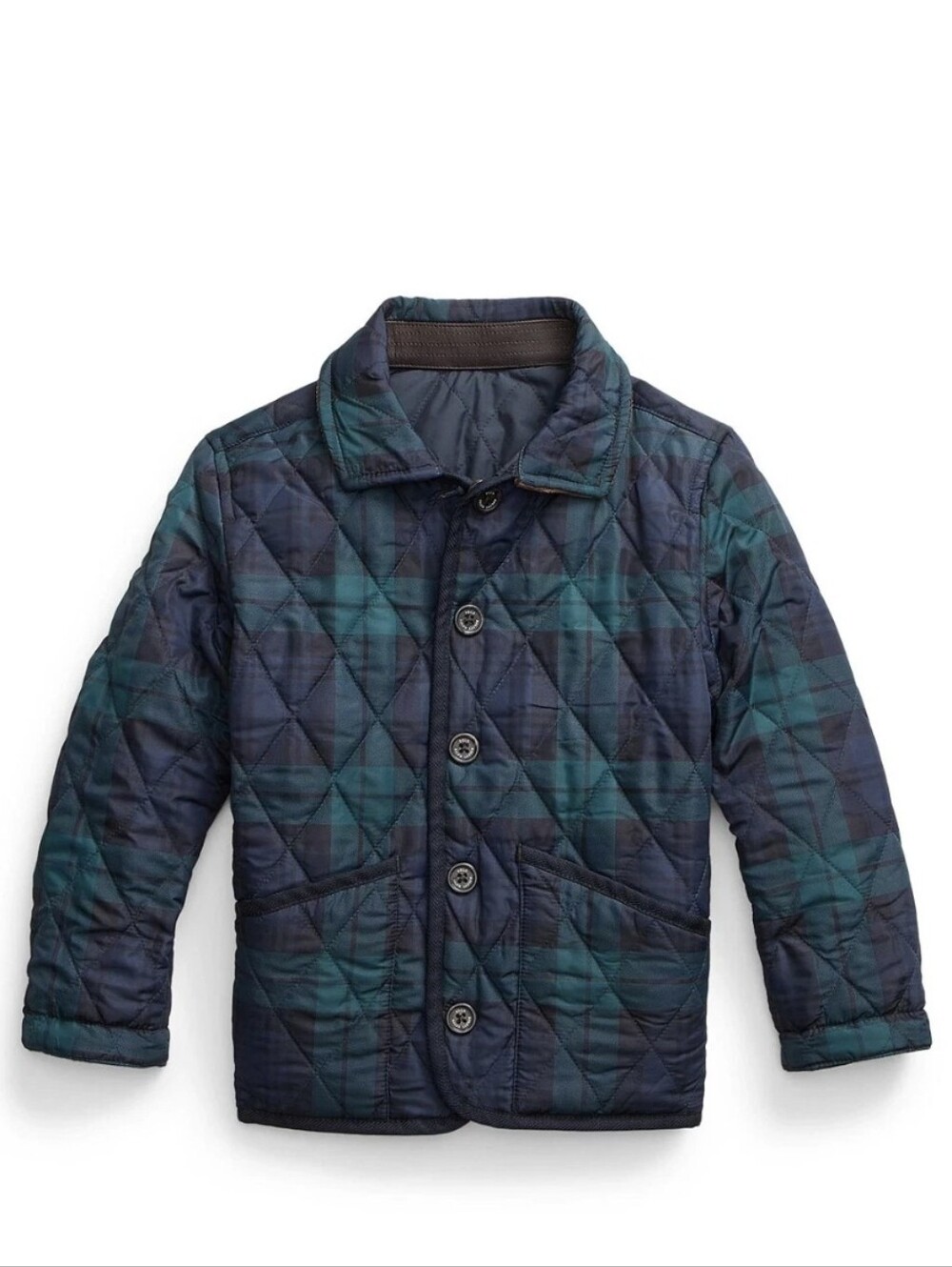 Polo Ralph Lauren Reversible Water Repellent Plaid Jacket Navy Green 8 NWT
